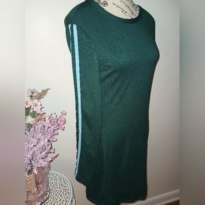Women's Rue21 Green Form Fitting Mini Dress With Striped Sleeves Size Medium